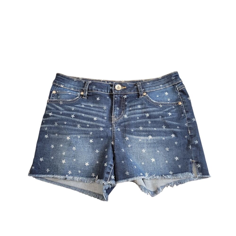 Natural Reflections Low Rise All Over Star Print Denim Stretch Shorts Size 4